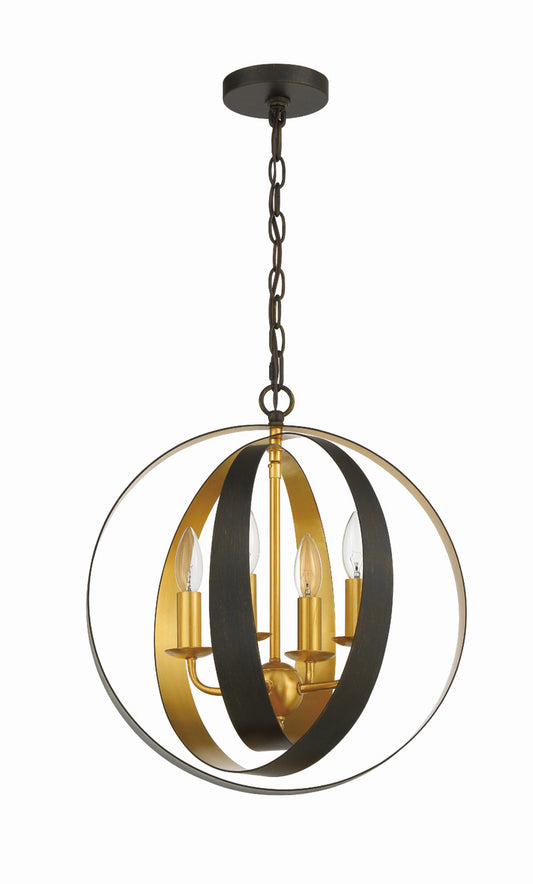 Crystorama Luna Mini Chandelier English Bronze, Antique Gold