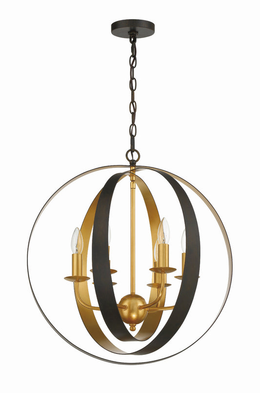 Luna 6 Light Bronze & Gold Sphere Large Chandelier