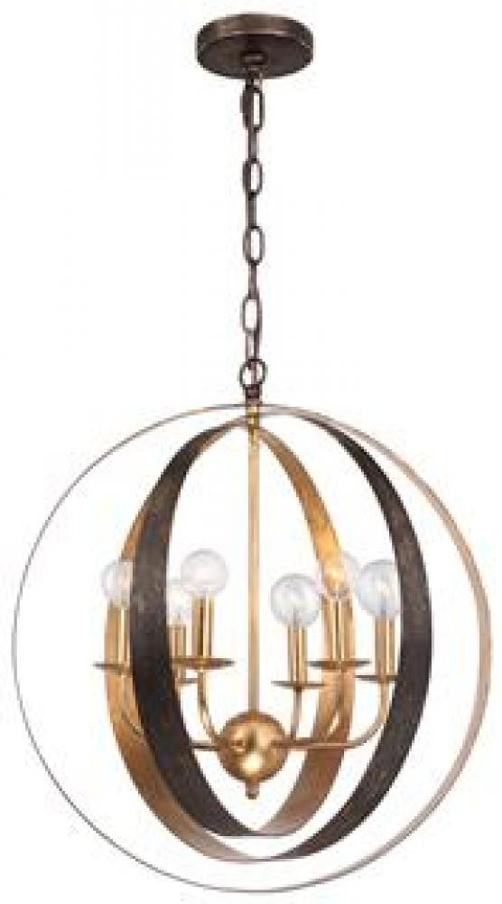 Crystorama Luna 6 Light Chandelier English Bronze, Antique Gold