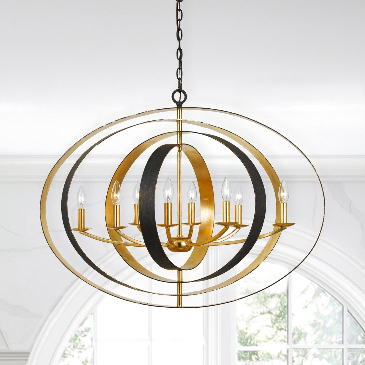 Luna Chandelier - English Bronze, Antique Gold 26.5"H, Crystorama (588-EB-GA 2GXXQ)