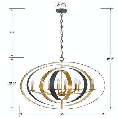 Luna Chandelier - English Bronze, Antique Gold 26.5"H, Crystorama (588-EB-GA 2GXXQ)