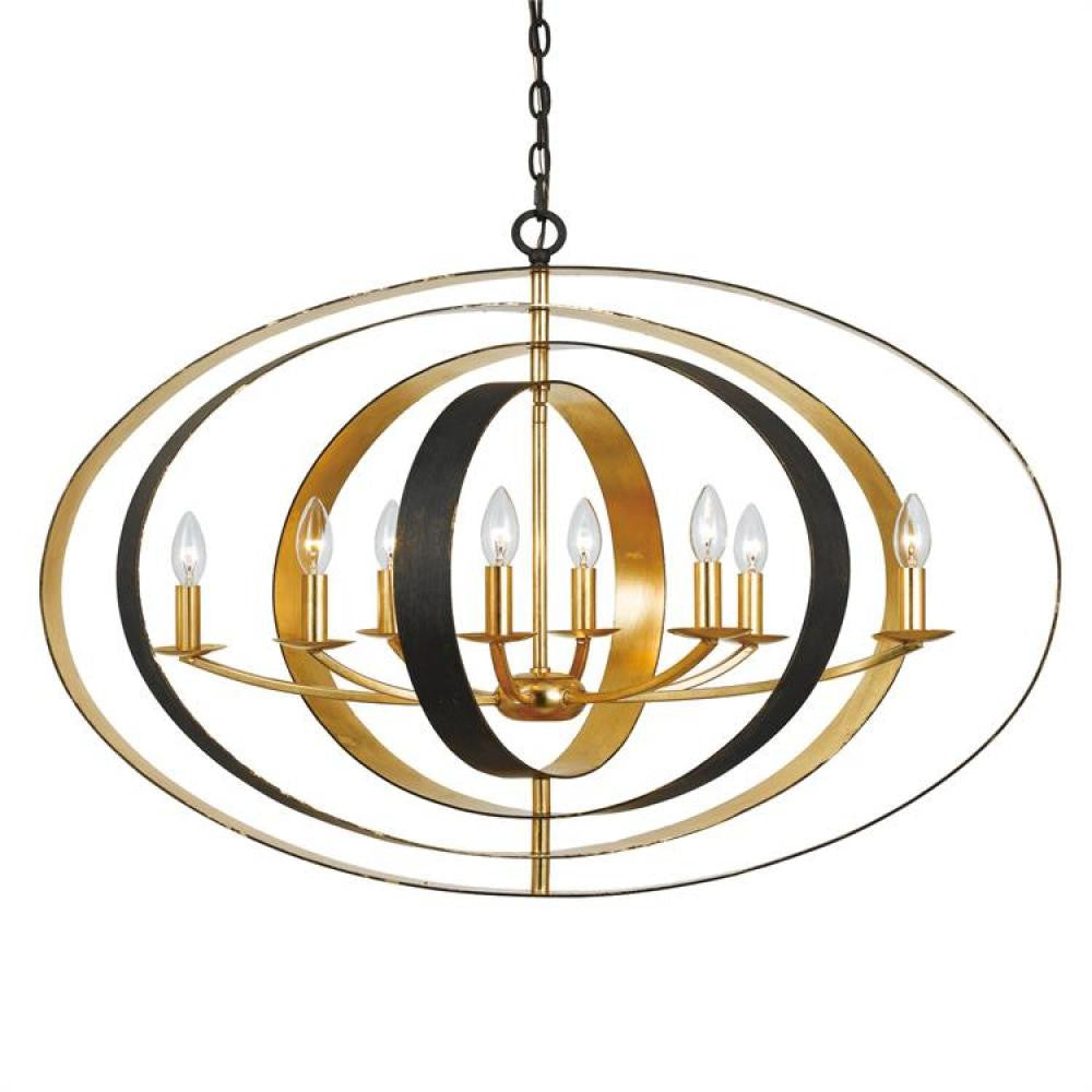 Crystorama Luna 8 Light Chandelier English Bronze, Antique Gold