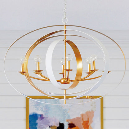 Luna Chandelier - Matte White, Antique Gold 26.5"H, Crystorama (588-MT-GA 2GYX1)