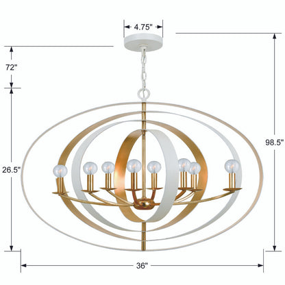 Luna Chandelier - Matte White, Antique Gold 26.5"H, Crystorama (588-MT-GA 2GYX1)