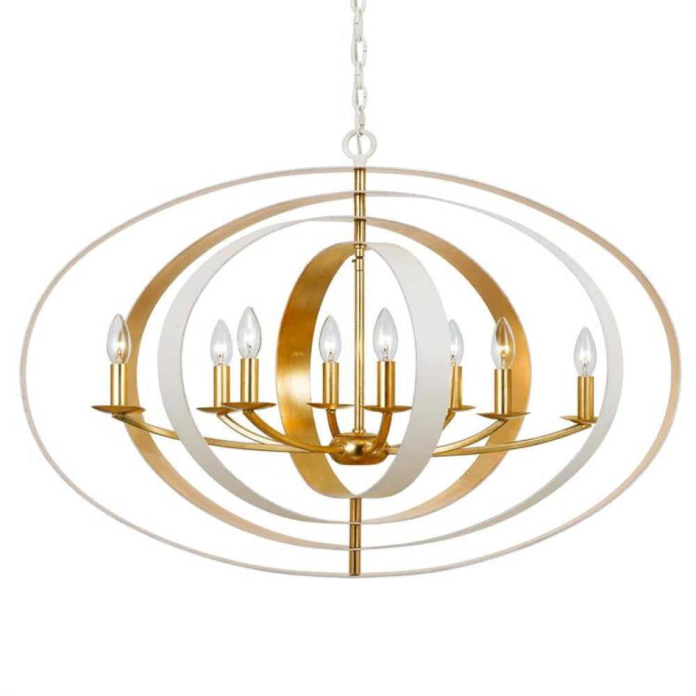 Luna Chandelier - Matte White, Antique Gold 26.5"H, Crystorama (588-MT-GA 2GYX1)