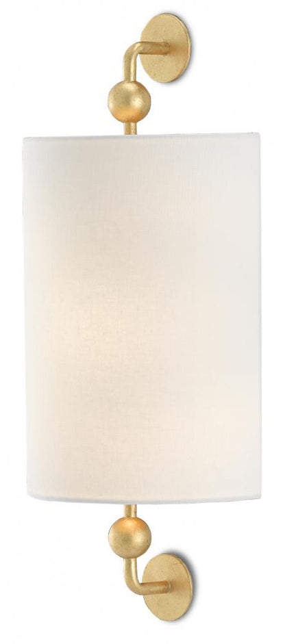 Currey and Company Tavey Gold Wall Sconce Contemporary Gold Leaf