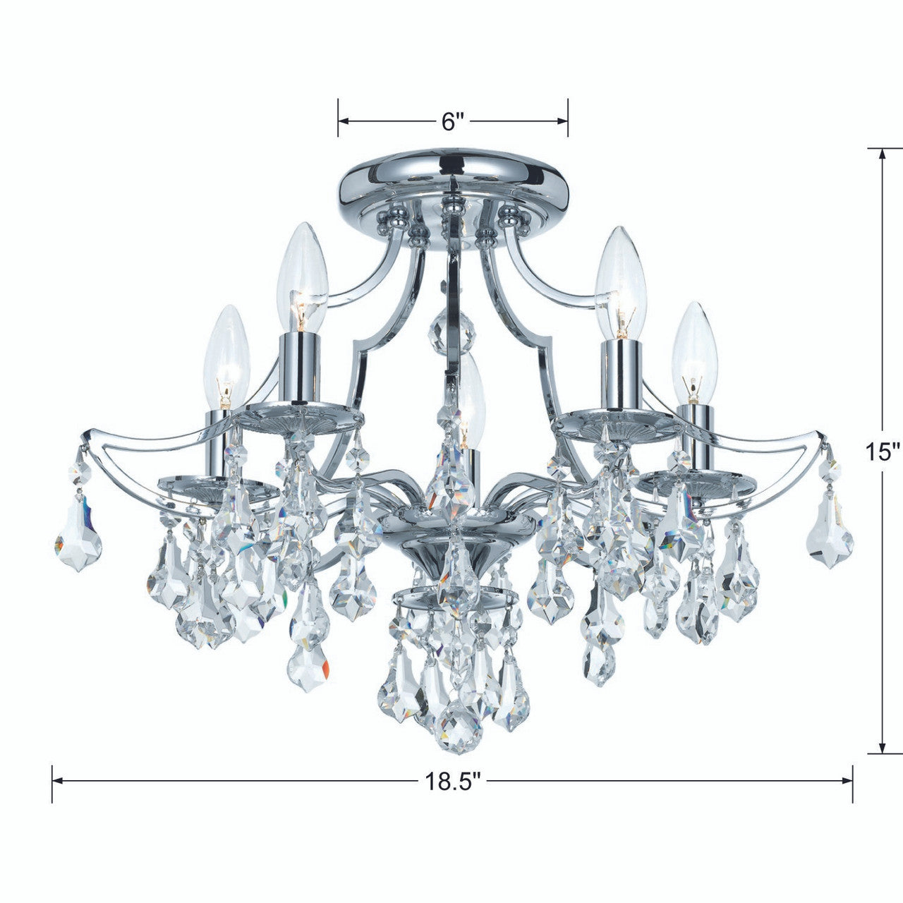 Crystorama Cedar Semi Flush Mount Polished Chrome