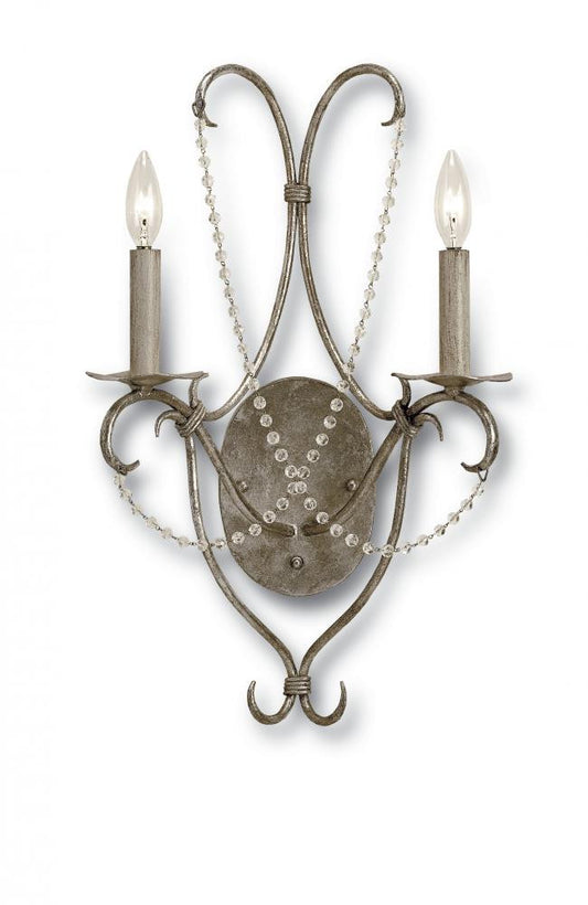 Crystal Lights Wall Sconce Silver Leaf, Currey and Company 5980