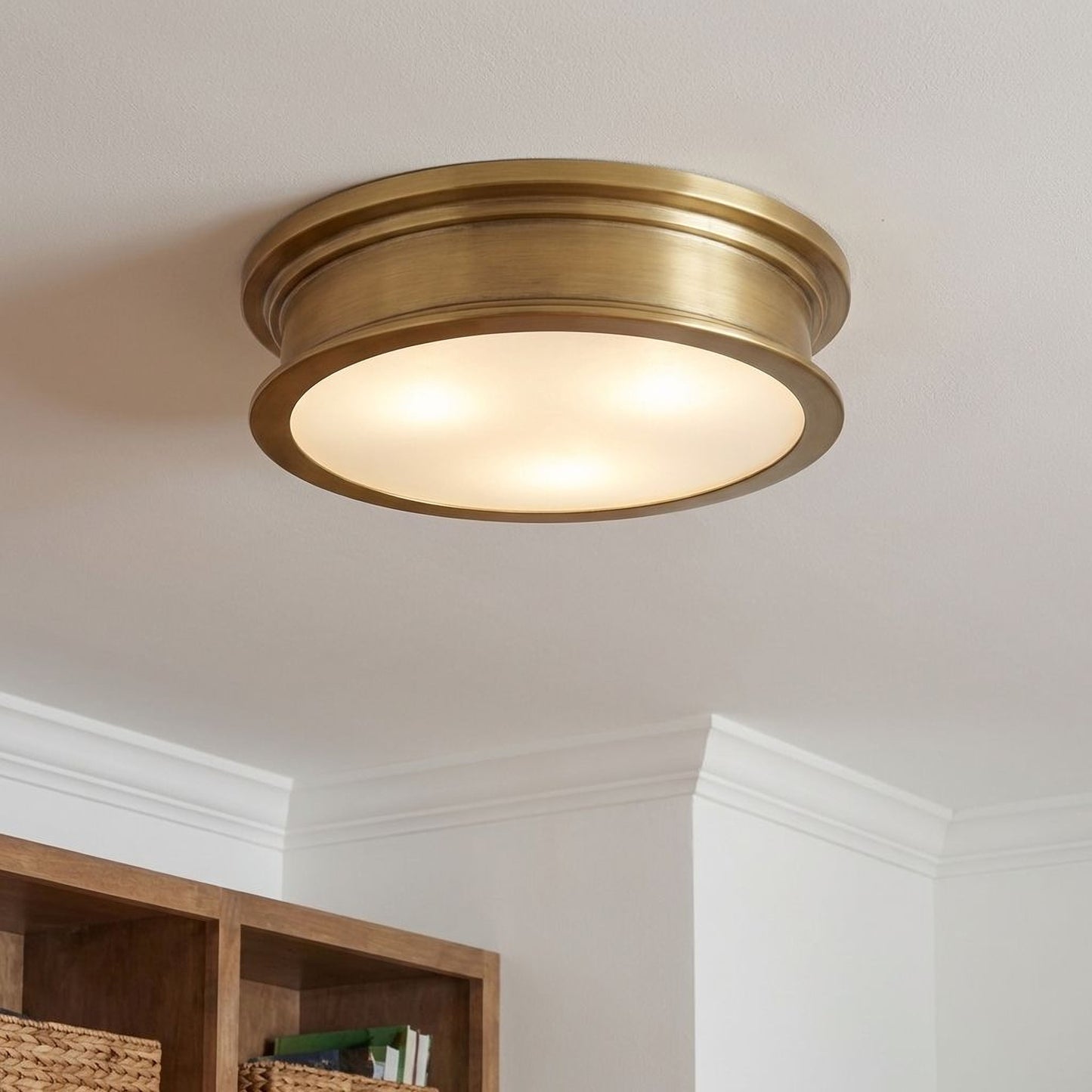 Watkins 3-Light Flush Mount in Warm Brass
