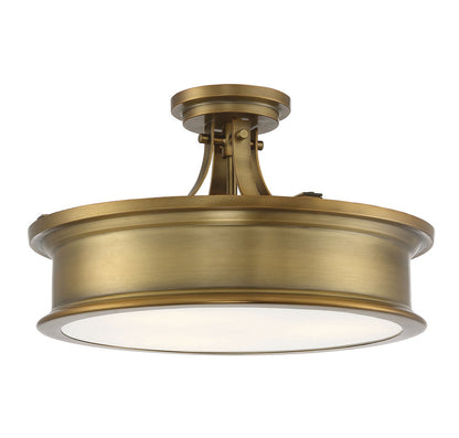 Savoy House Watkins Semi-Flush Mount Warm Brass