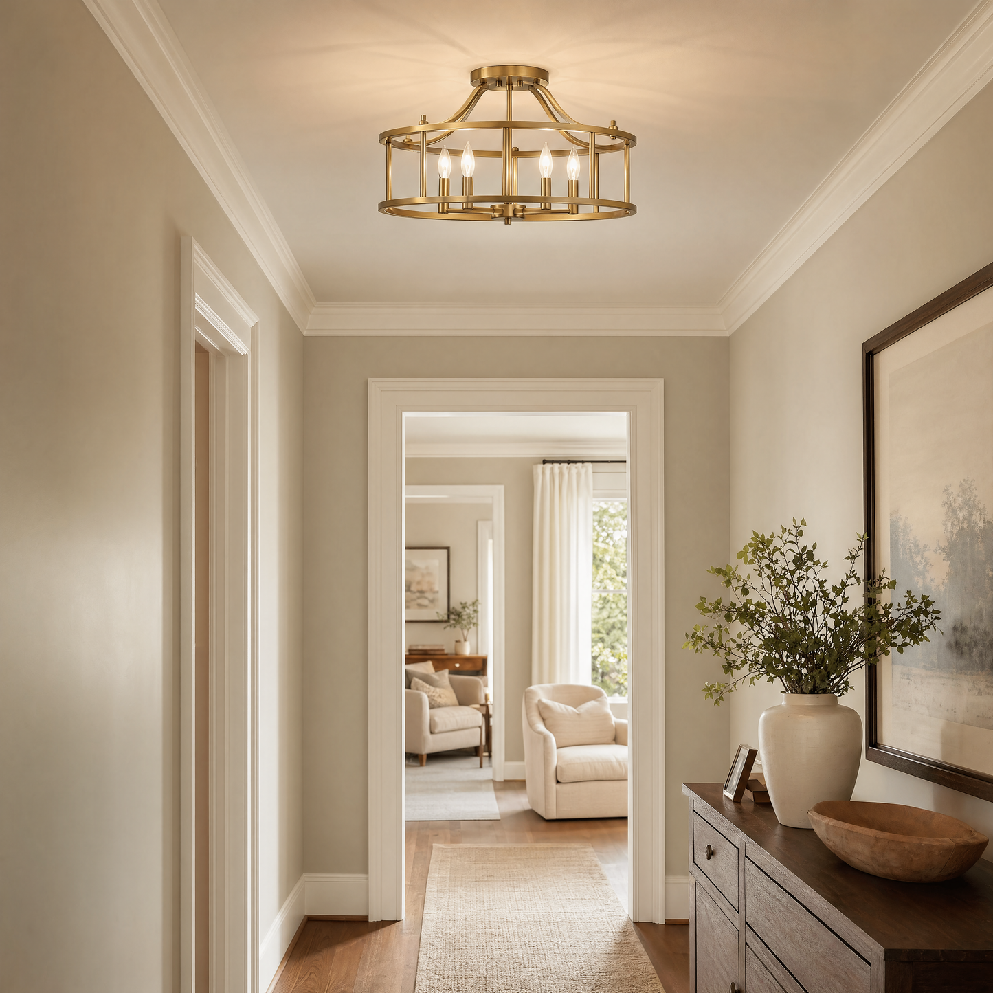 Stockton 5-Light Ceiling Light in Warm Brass