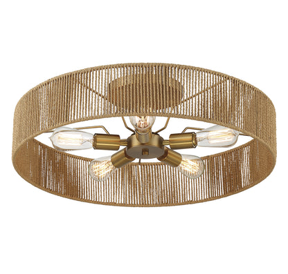 Ashe 5-Light Ceiling Light - Warm Brass and Rope