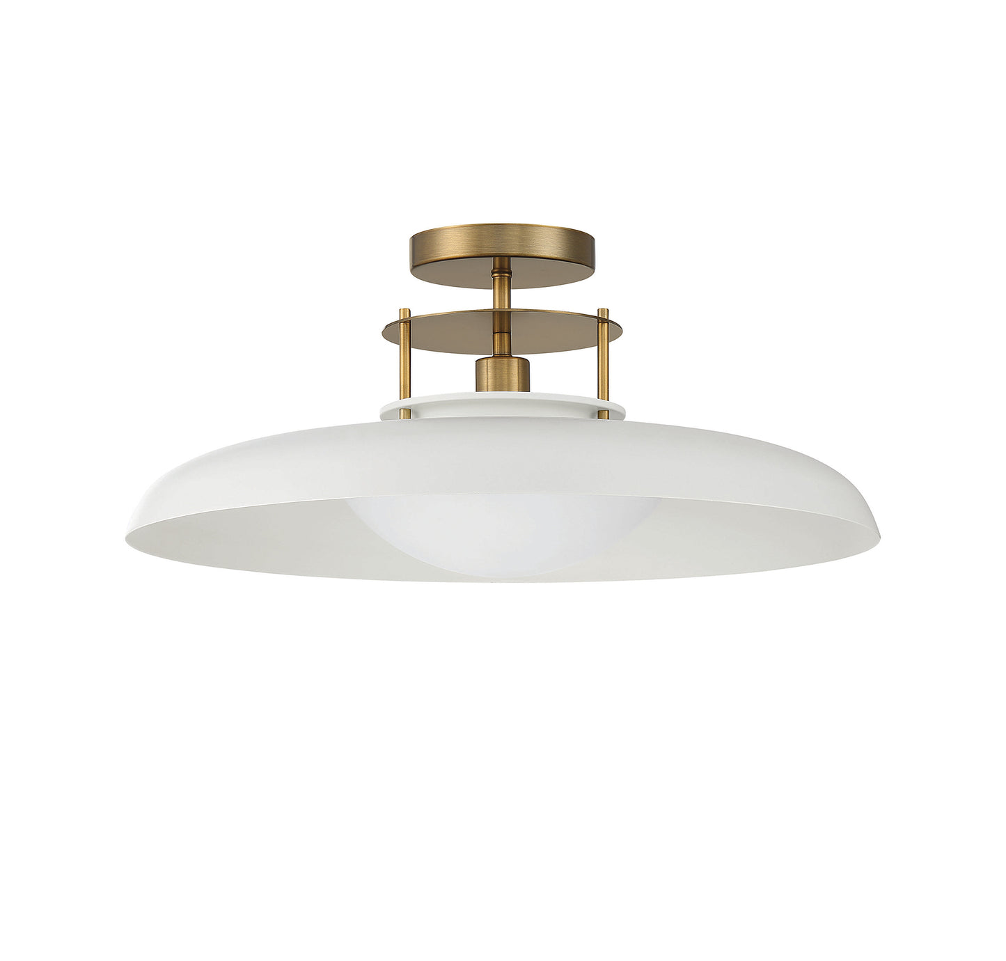 Gavin 1-Light Ceiling Light in White with Warm Brass Accents