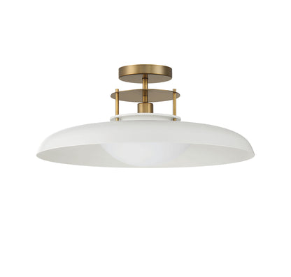 Gavin 1-Light Ceiling Light in White with Warm Brass Accents