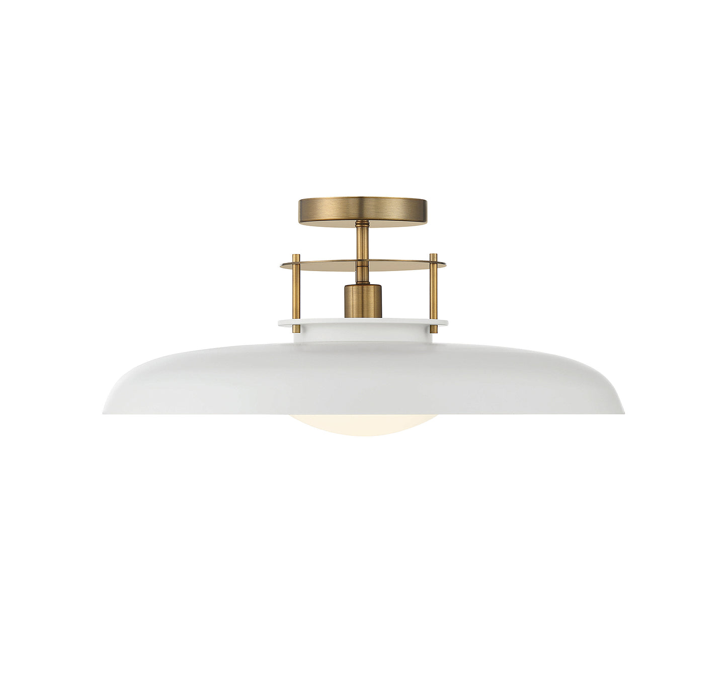 Gavin 1-Light Ceiling Light in White with Warm Brass Accents