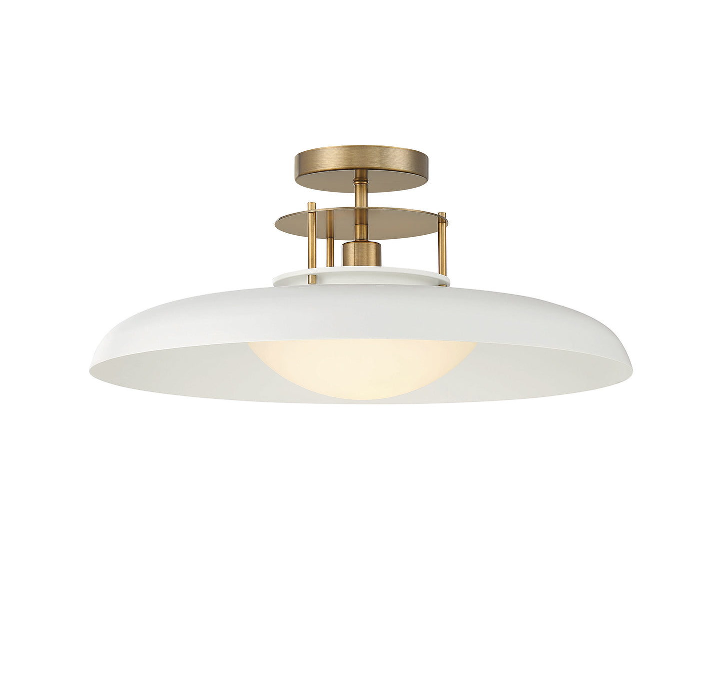 Gavin 1-Light Ceiling Light in White with Warm Brass Accents