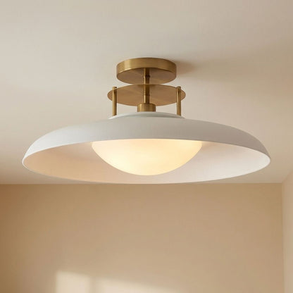 Gavin 1-Light Ceiling Light in White with Warm Brass Accents