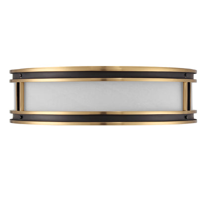 Alberti 4-Light Flush Mount in Matte Black with Warm Brass Accents
