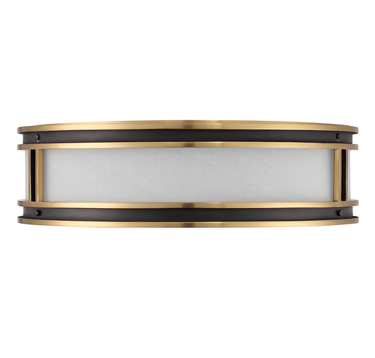 Alberti 4-Light Flush Mount in Matte Black with Warm Brass Accents
