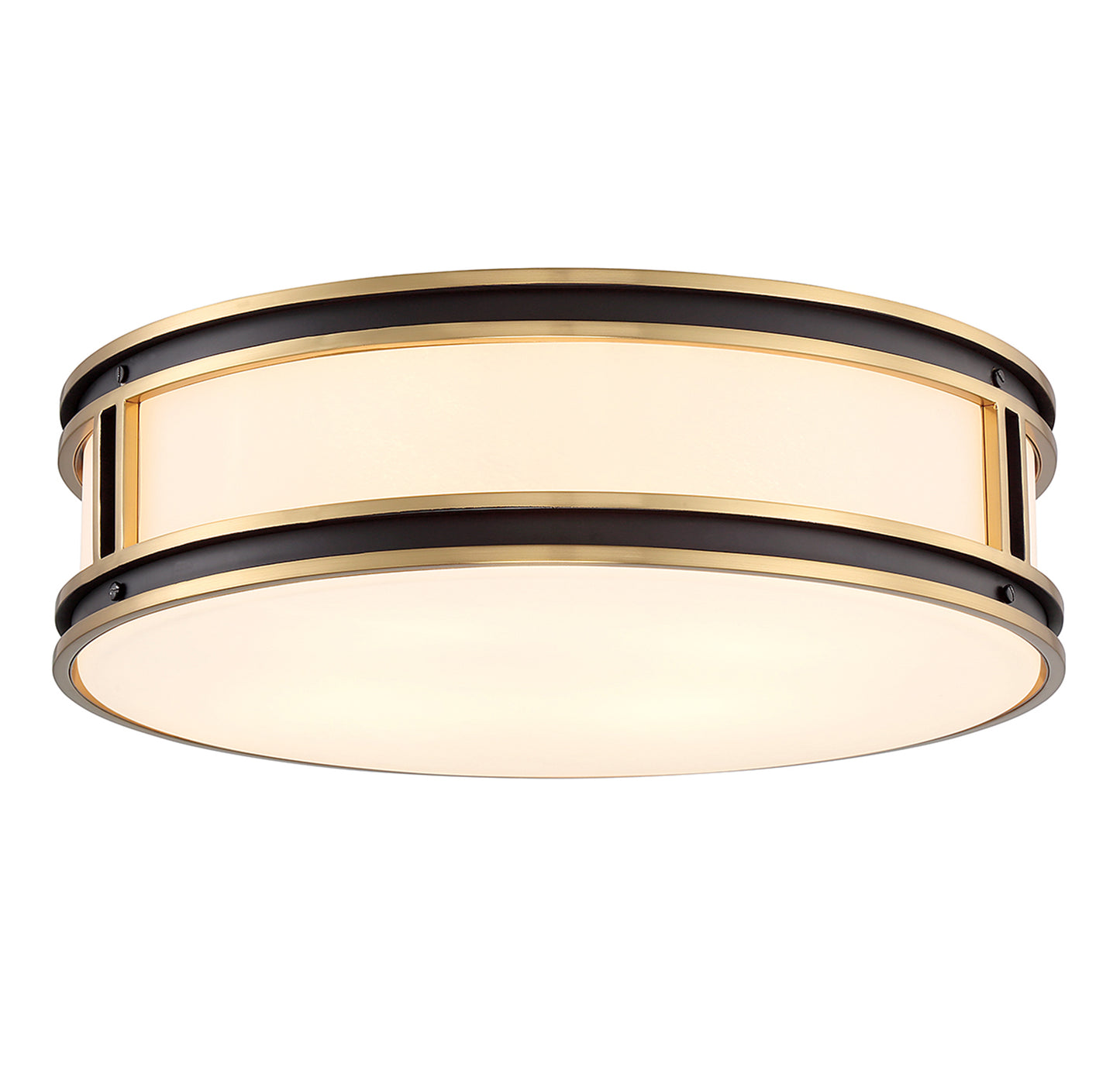 Alberti 4-Light Flush Mount in Matte Black with Warm Brass Accents