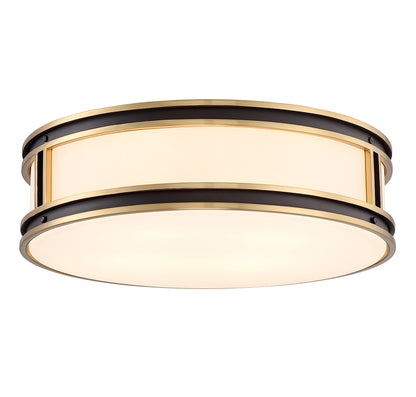 Alberti 4-Light Flush Mount in Matte Black with Warm Brass Accents