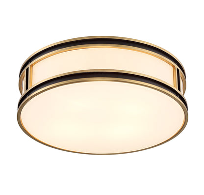 Alberti 4-Light Flush Mount in Matte Black with Warm Brass Accents