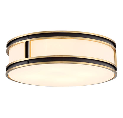 Alberti 4-Light Flush Mount in Matte Black with Warm Brass Accents