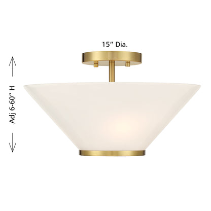 Blair 3-Light Convertible Semi-Flush or Pendant in Warm Brass