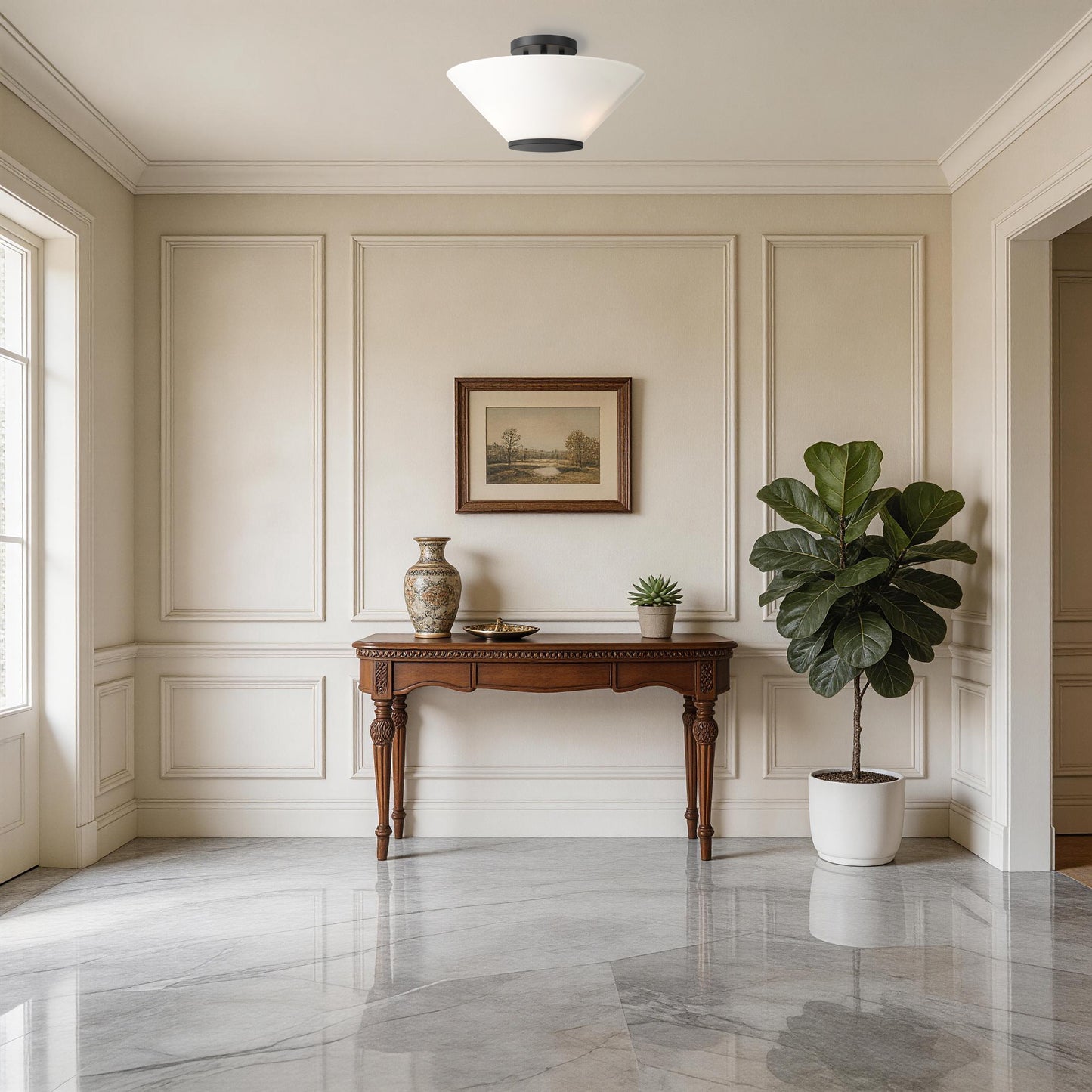 Blair 3-Light Convertible Semi-Flush or Pendant in Warm Brass