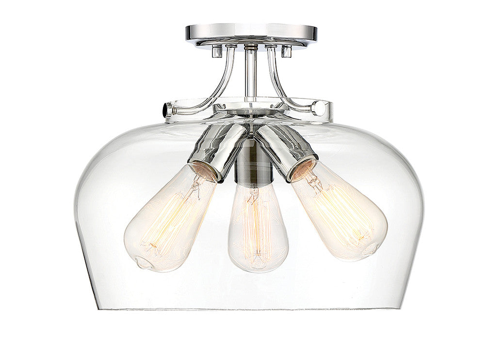 Savoy House Octave 3-Light Semi Flush Mount Polished Chrome