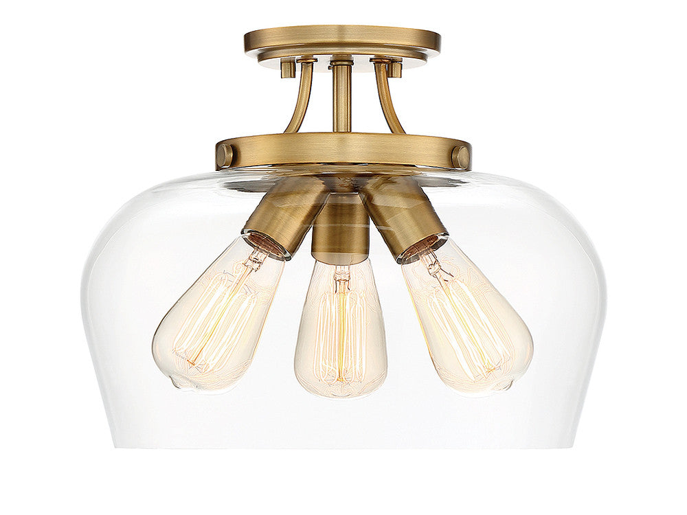 Savoy House Octave 3-Light Semi Flush Mount Warm Brass