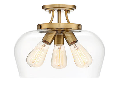 Savoy House Octave 3-Light Semi Flush Mount Warm Brass
