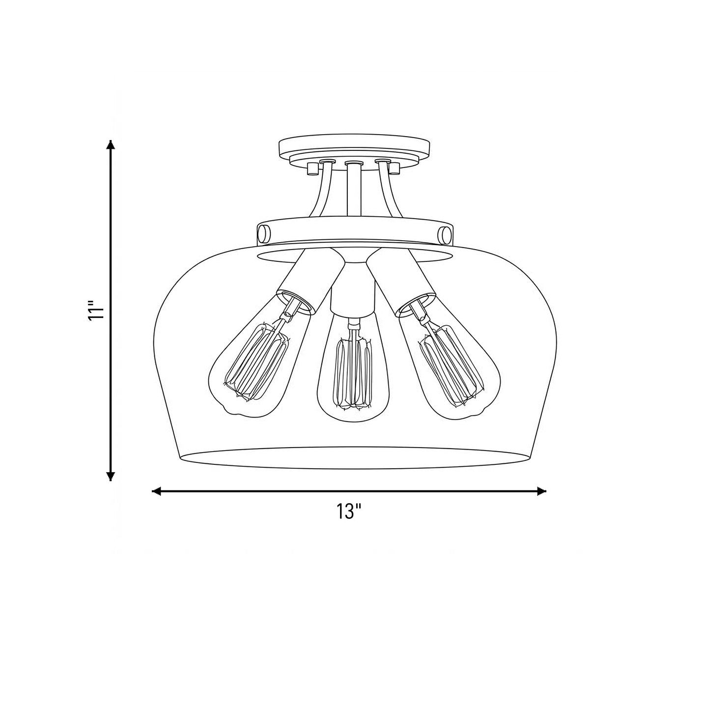 Octave 3-Light Ceiling Light in Polished Chrome