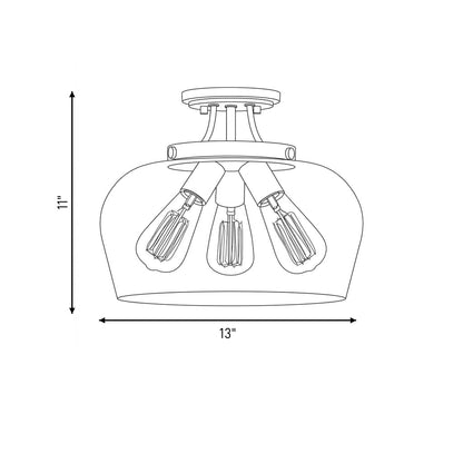 Octave 3-Light Ceiling Light in Polished Chrome