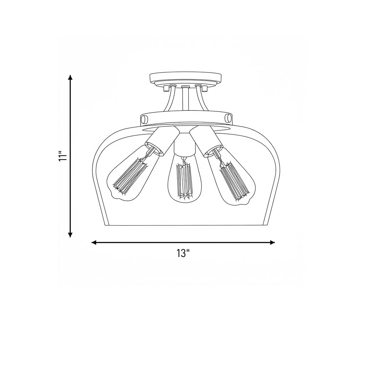 Octave 3-Light Ceiling Light in Polished Chrome