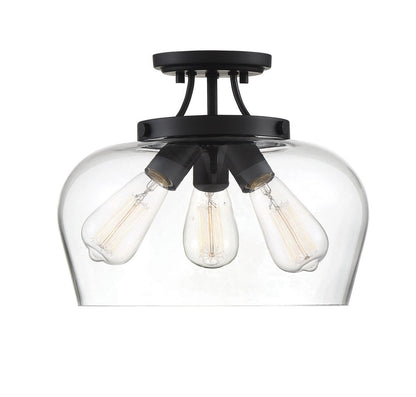 Savoy House Octave 3-Light Semi Flush Mount Black