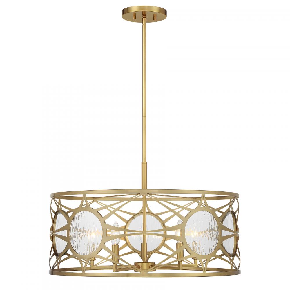 Savoy House Balfour 5-Light Convertible Semi-Flush or Pendant - Warm Brass
