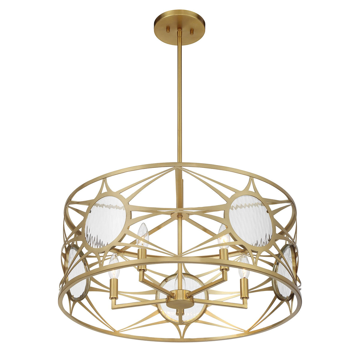 Balfour 5-Light Convertible Semi-Flush or Pendant Warm Brass