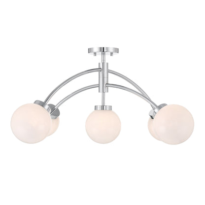 Redfield 5-Light Convertible Semi-Flush or Pendant in Chrome
