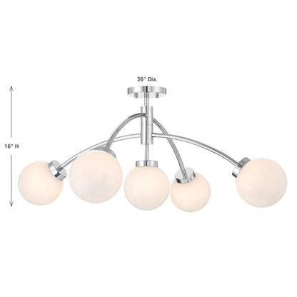 Redfield 5-Light Convertible Semi-Flush or Pendant in Chrome