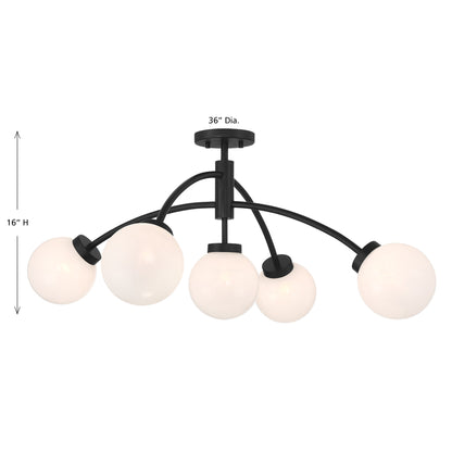 Redfield 5-Light Convertible Semi-Flush or Pendant in Chrome