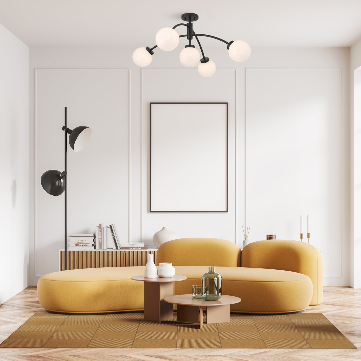 Redfield 5-Light Convertible Semi-Flush or Pendant in Chrome