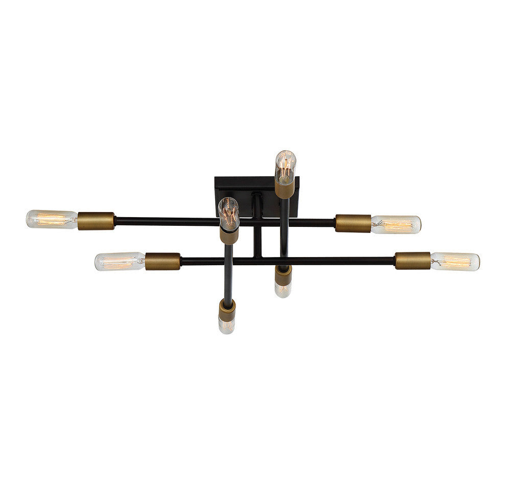 Savoy House Lyrique 8-Light Semi-Flush Mount Bronze with Brass Accents