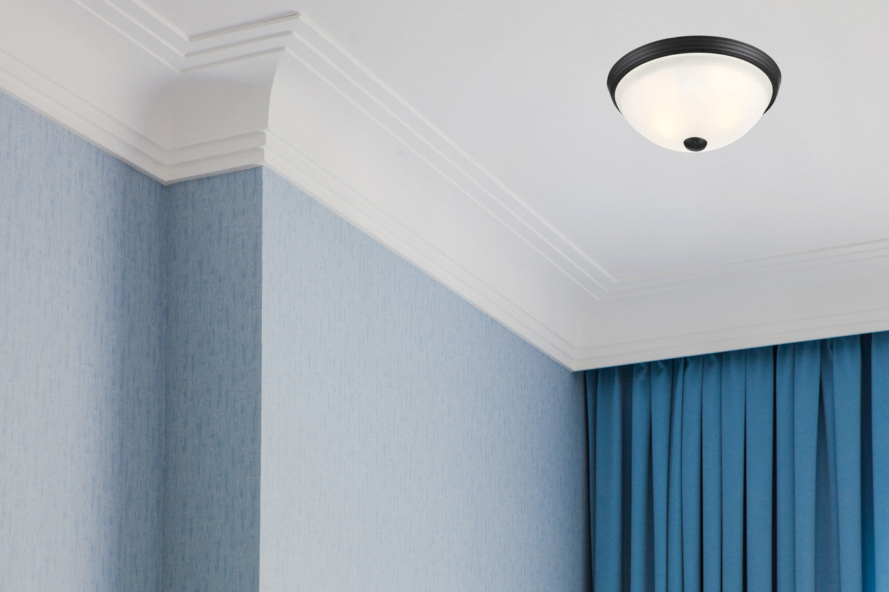 Flush Mount, 2-Light, Matte Black, Glass Shade, 13"W, Savoy House  (6-780-13-BK 1N3UH)