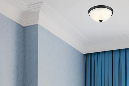 Flush Mount, 2-Light, Matte Black, Glass Shade, 13"W, Savoy House  (6-780-13-BK 1N3UH)
