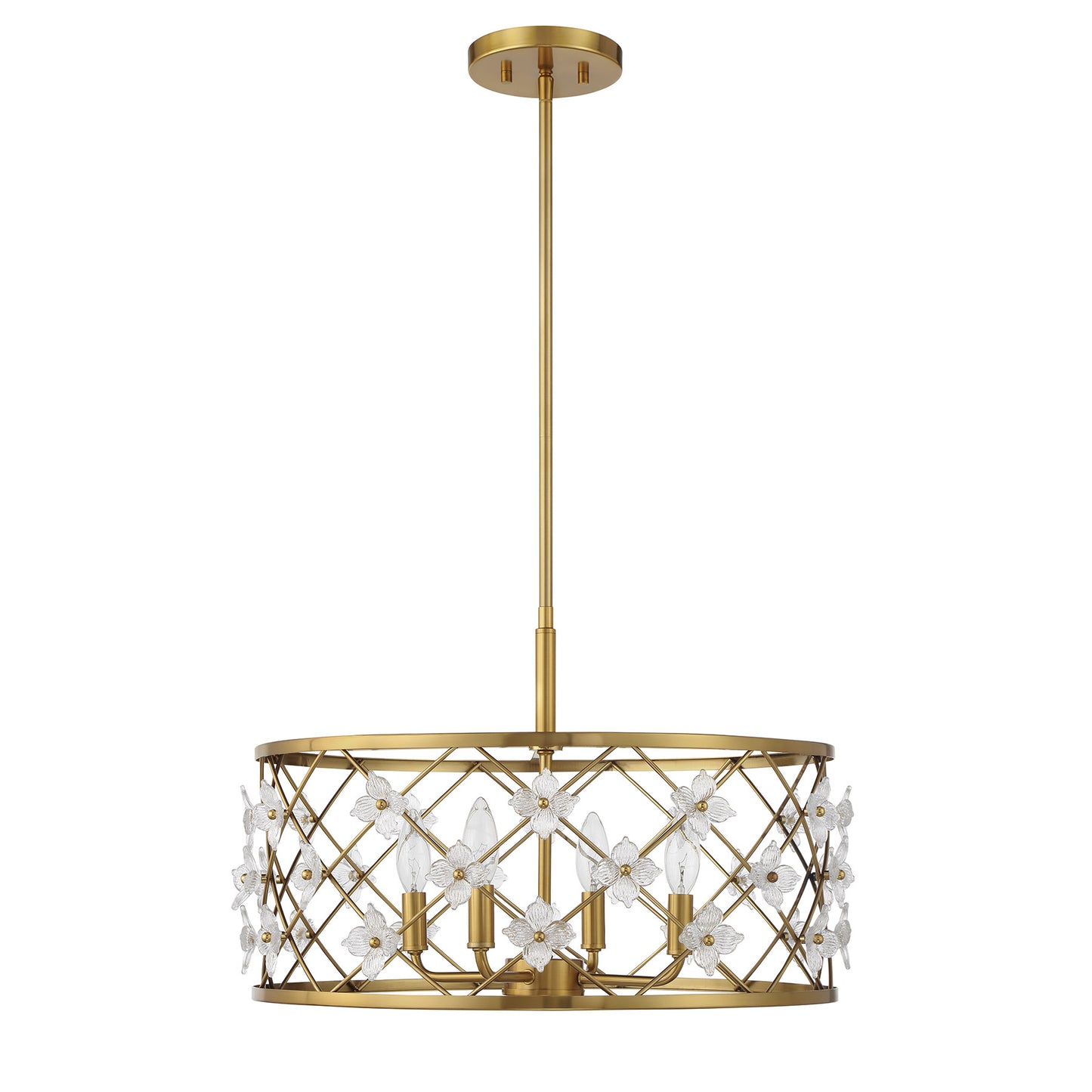 Bailey 4-Light Convertible Semi-Flush or Pendant - Warm Brass