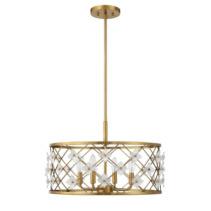 Bailey 4-Light Convertible Semi-Flush or Pendant - Warm Brass