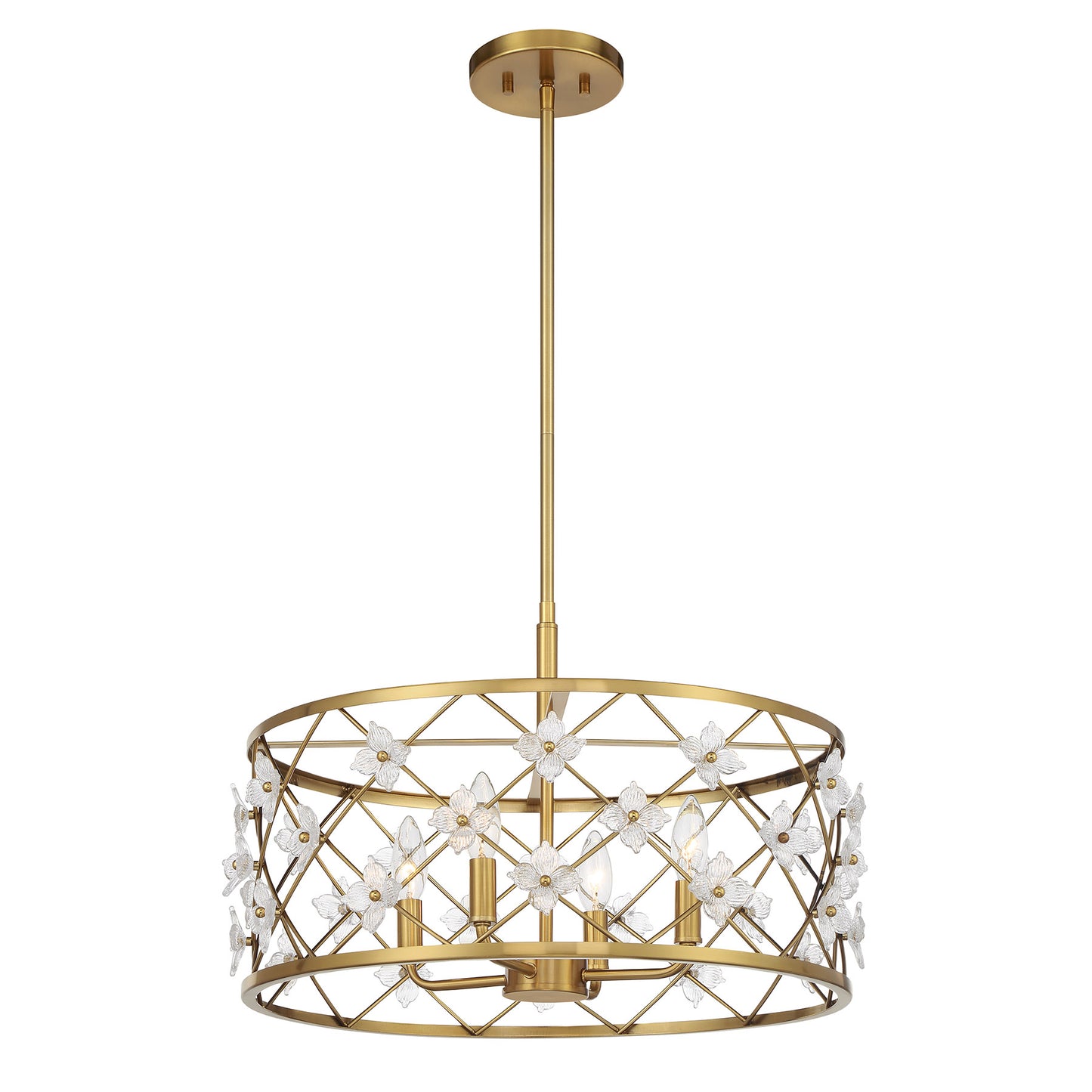 Bailey 4-Light Convertible Semi-Flush or Pendant - Warm Brass
