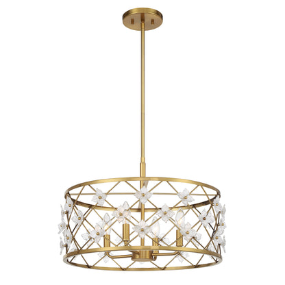 Bailey 4-Light Convertible Semi-Flush or Pendant - Warm Brass