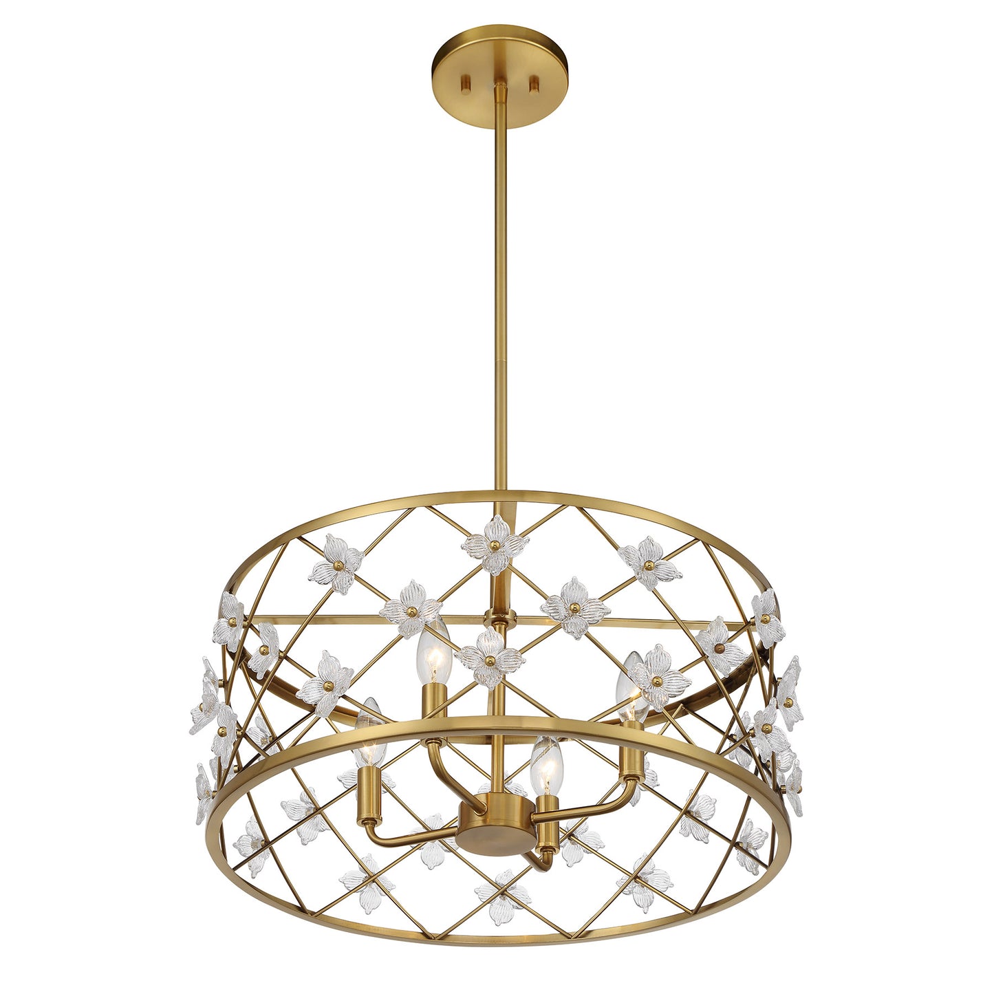 Bailey 4-Light Convertible Semi-Flush or Pendant - Warm Brass